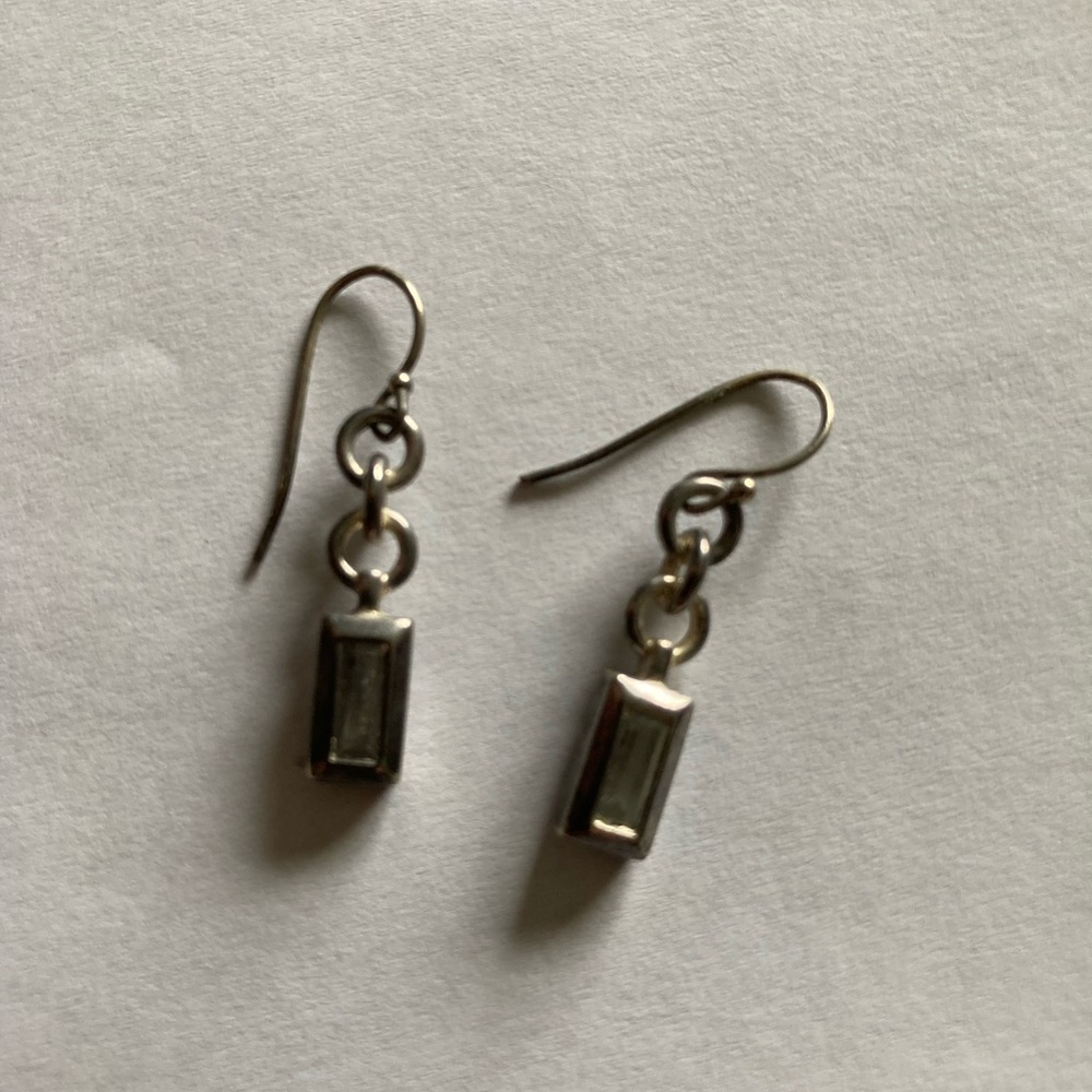 Elegant Silver Drop Earrings with crystal center